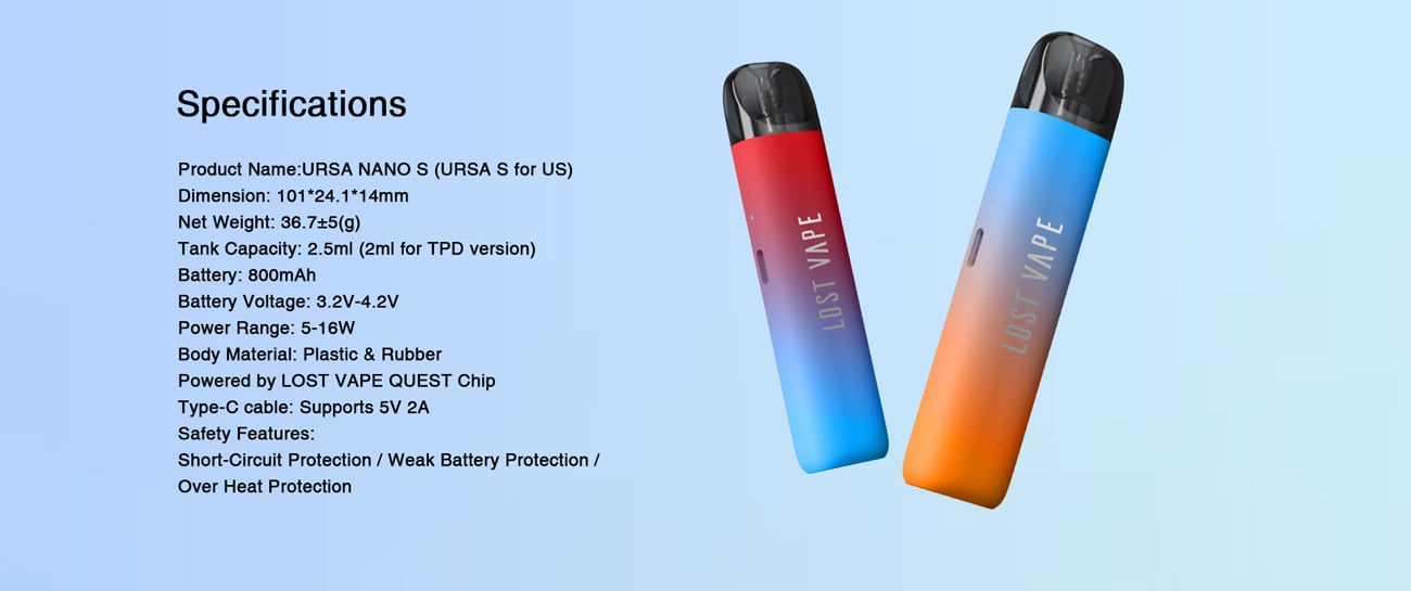 Lost Vape Ursa nano S Pod System Kit 800mAh 2.5ml 9