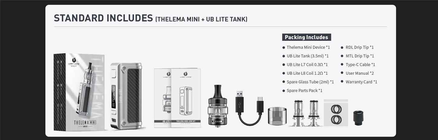 Lost Vape Thelema Mini 45W Box Mod Kit with UB Lite Pod Tank Atomizer 1500mAh 3.5ml 4