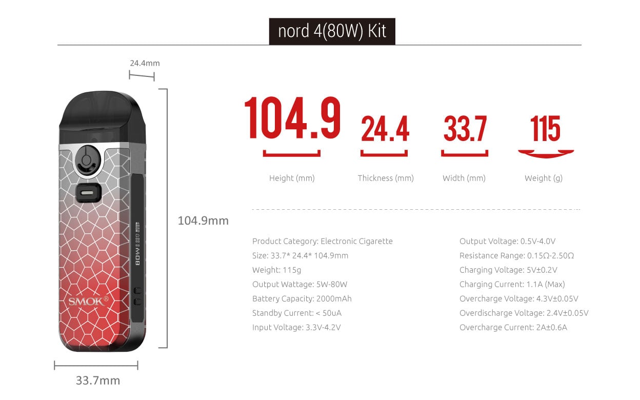 SMOK Nord 4 80W Pod System Kit 2000mAh 4.5ml 6