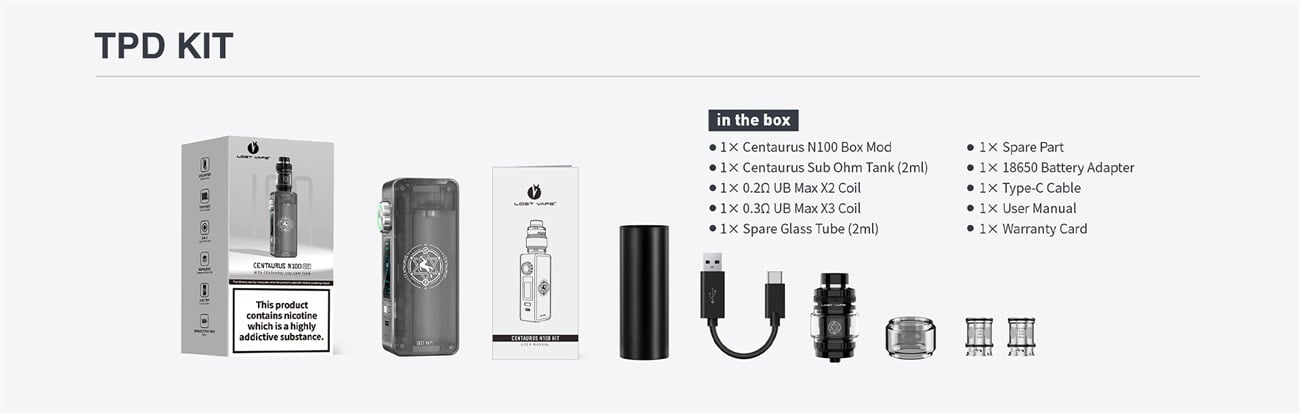 Lost Vape Centaurus N100 Mod Kit with Centaurus Sub Ohm Tank 5ml 33