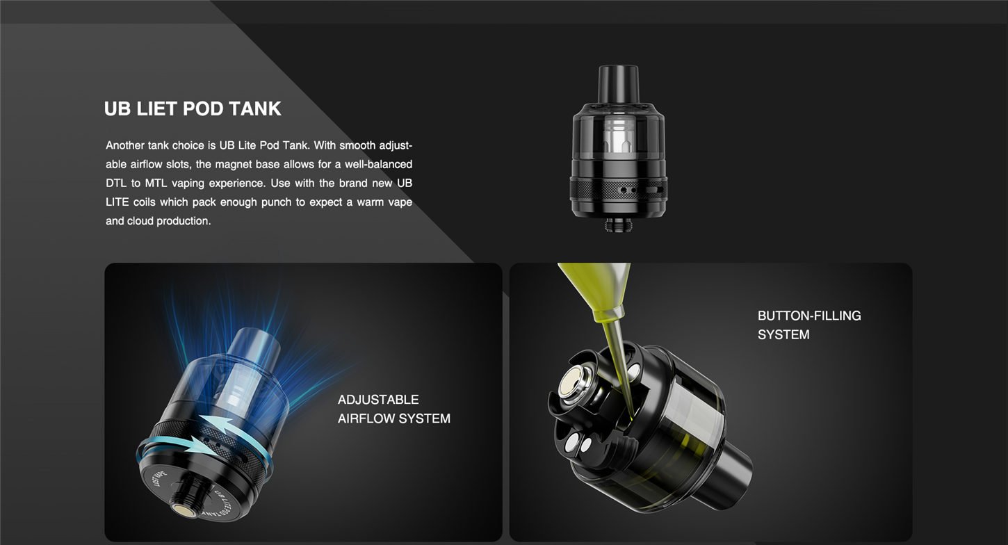 Lost Vape Thelema Mini 45W Box Mod Kit with UB Lite Pod Tank Atomizer 1500mAh 3.5ml 15