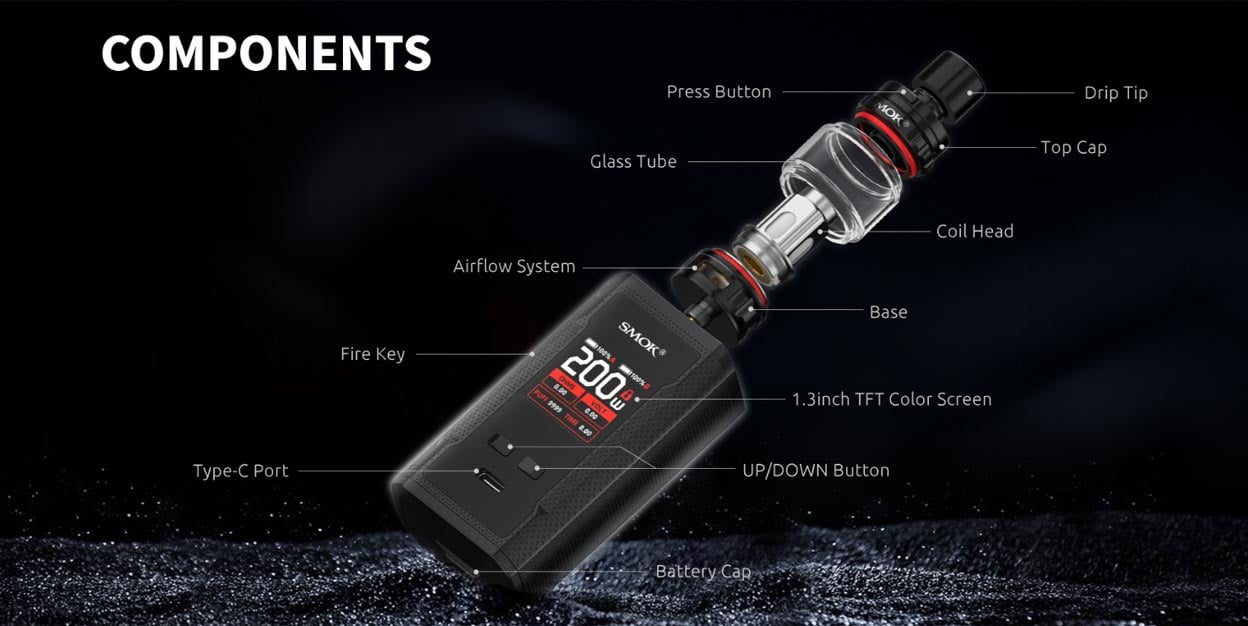 Smok R-Kiss 2 Mod Kit 200W with TFV18 Mini Tank Atomizer 6.5ml 3