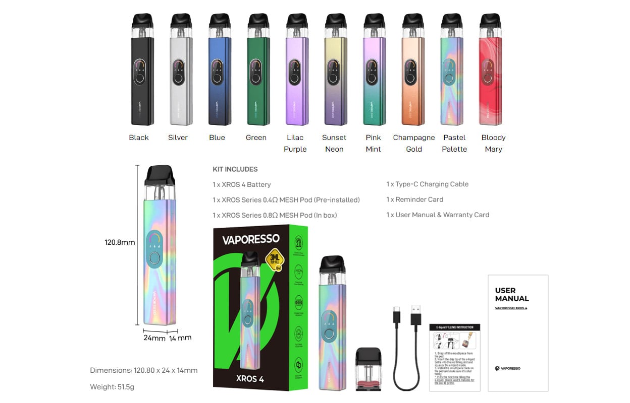 Vaporesso XROS 4 Pod System Kit 1000mAh 3ml 11