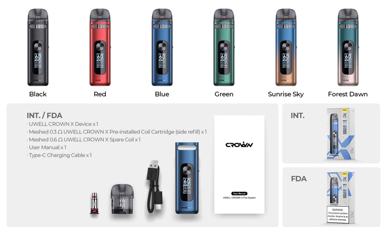 Uwell Crown X Pod System Kit 1500mAh 5.3ml 9