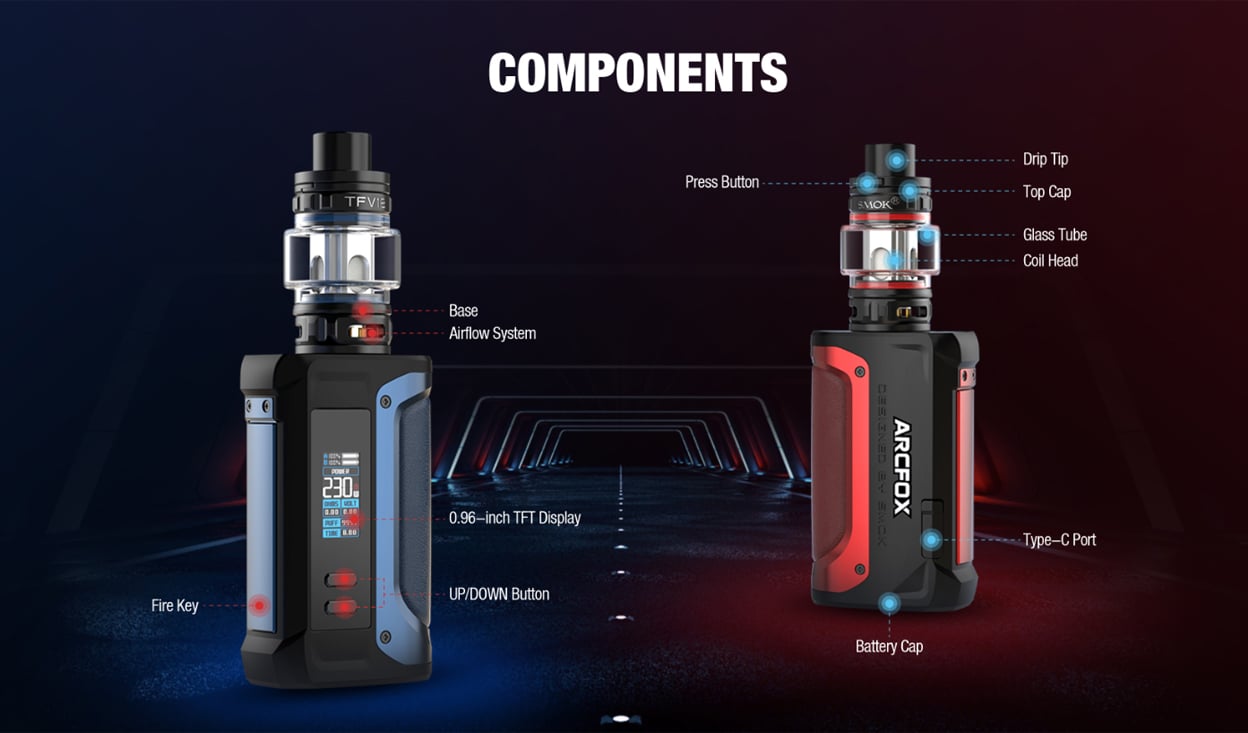 SMOK Arcfox 230W Mod Kit with TFV 18 Tank 7.5ml 4