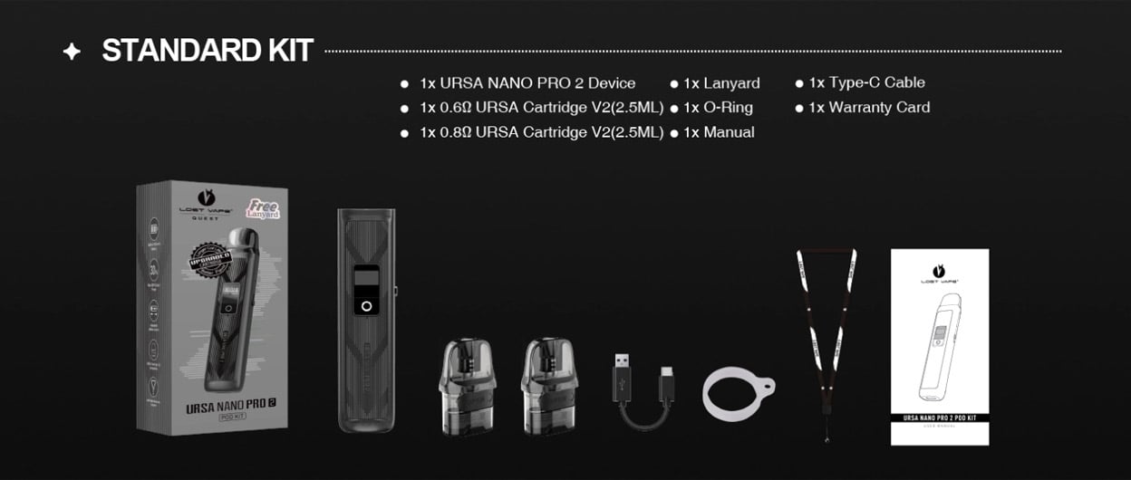 Lost Vape Ursa Nano Pro 2 Pod System Kit 1000mAh 2.5ml 13