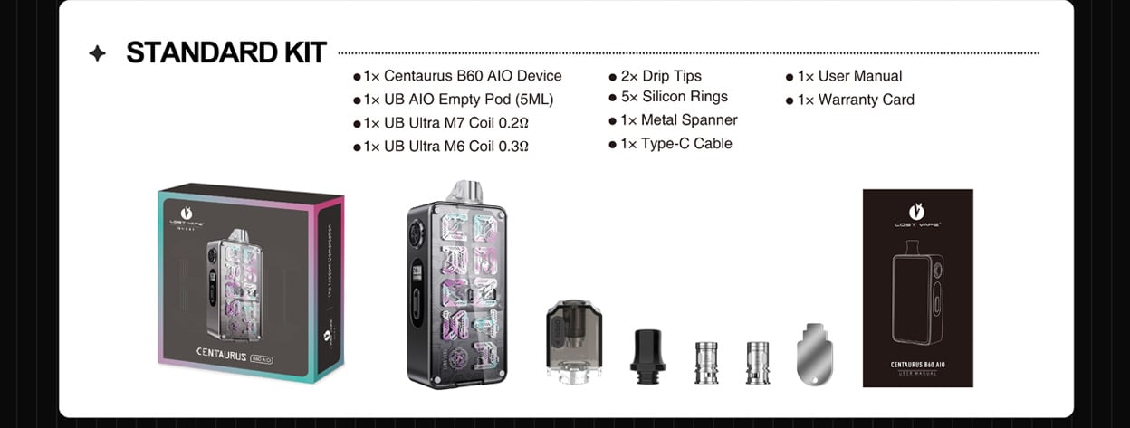 Lost Vape Centaurus B60 AIO Pod System Kit 1600mAh 5ml 23