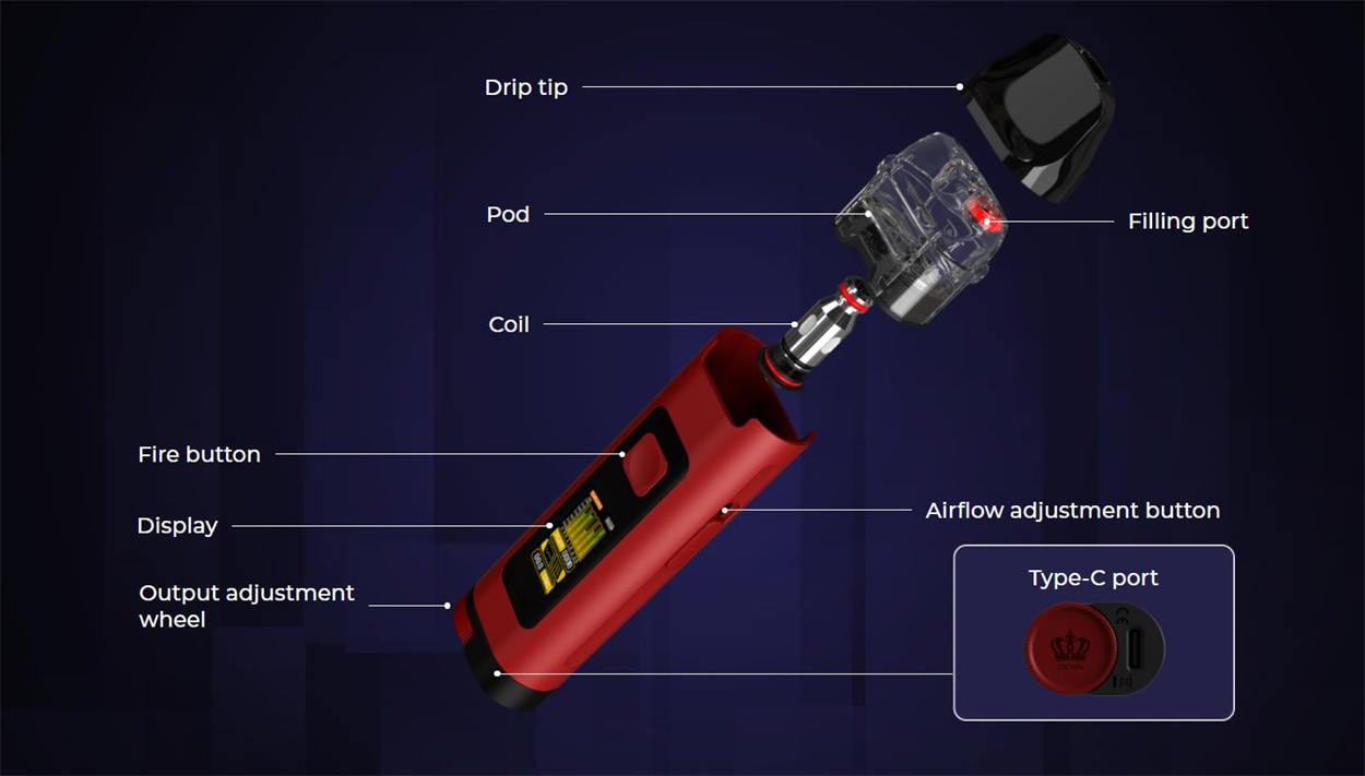 Uwell Crown D Pod Mod Kit 1100mAh 3ml 3