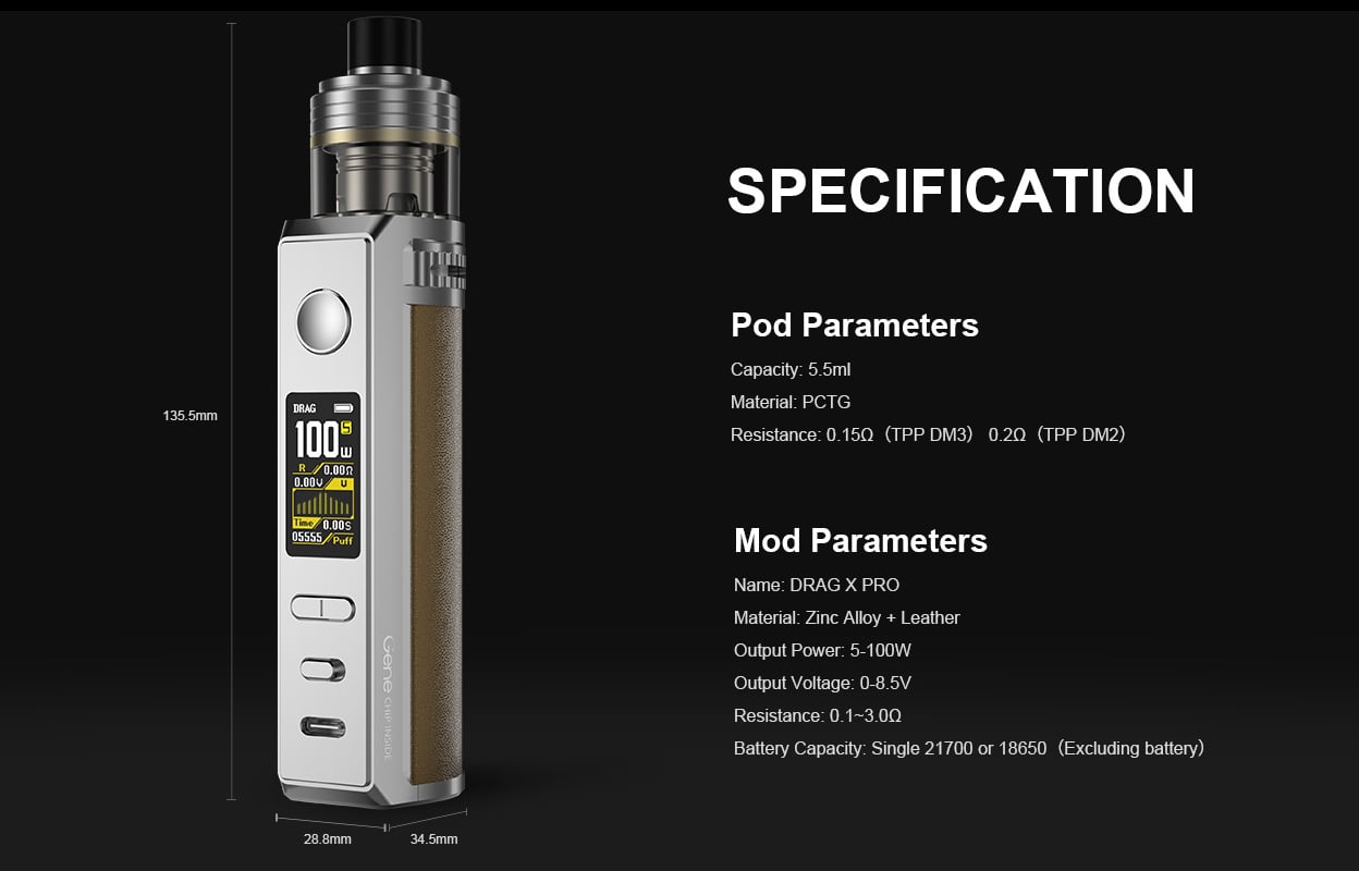 Voopoo Drag X Pro 100W Pod Mod Kit 5.5ml 16