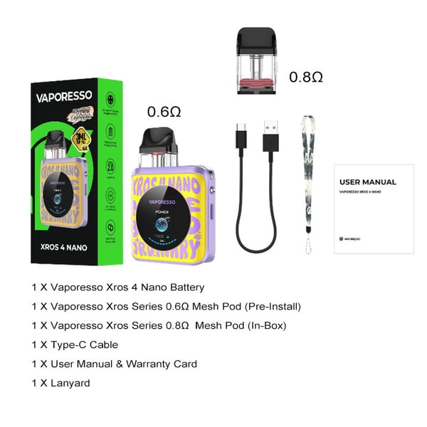 Vaporesso XROS 4 Nano Pod System Kit 1350mAh 3ml - 画像 (4)