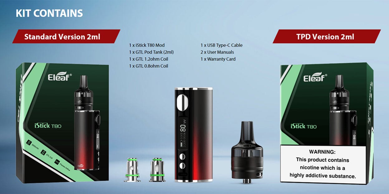 Eleaf iStick T80 VW Kit with GTL Pod Tank 3000mAh 4.5ml 13