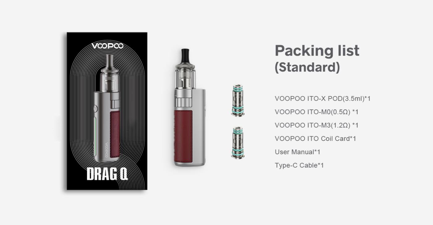 Voopoo Drag Q Pod System Kit with ITO-X Pod 1250mAh 3.5ml 12