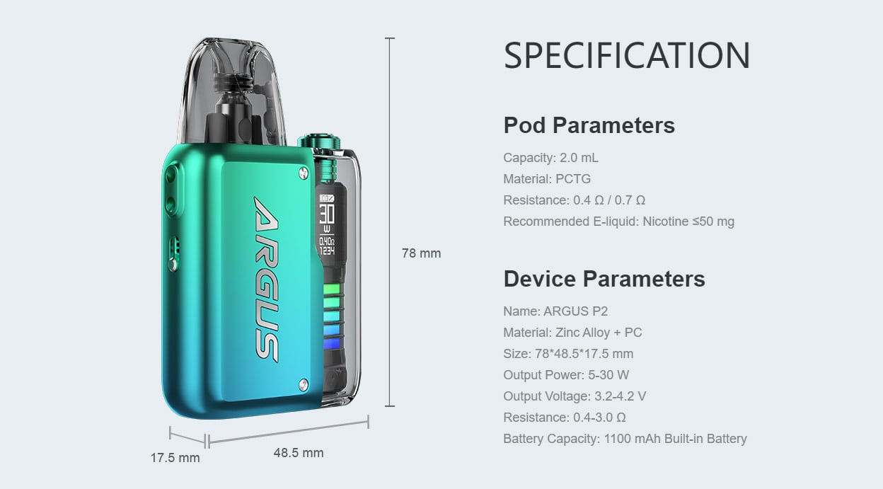 VOOPOO Argus P2 Pod System Kit 1100mAh 2ml 4