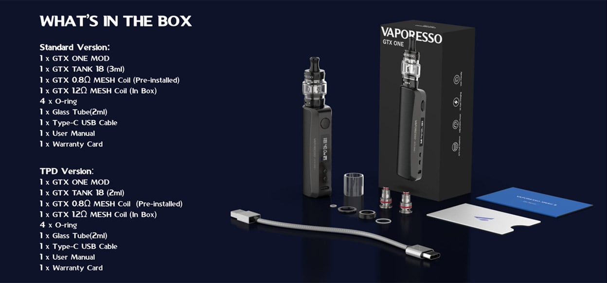 Vaporesso GTX One Mod Kit with GTX Tank 18 2000mAh 3ml 14