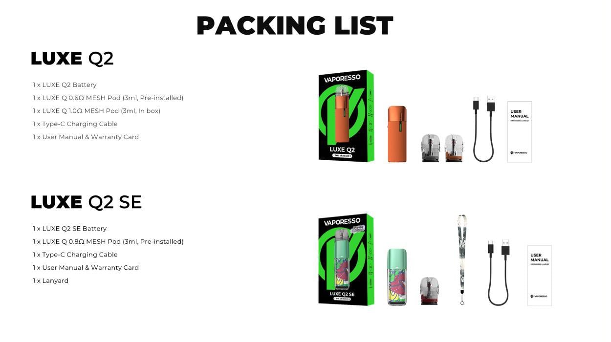 Vaporesso LUXE Q2 SE Pod System Kit 1000mAh 3ml 11