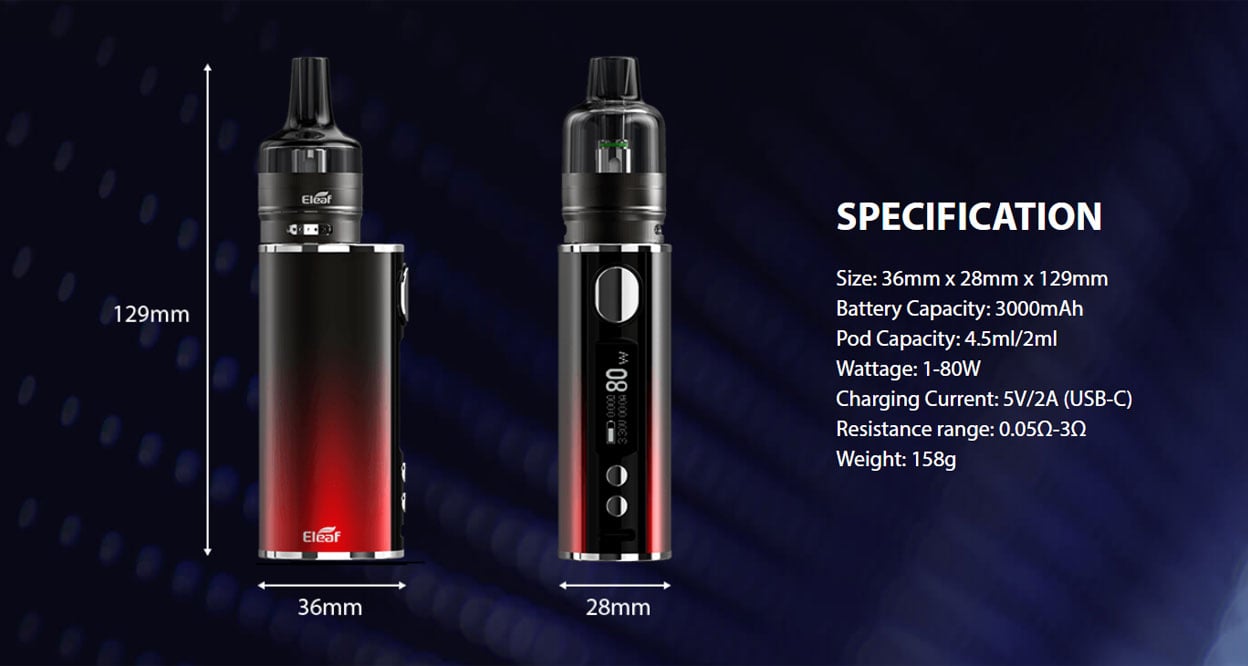 Eleaf iStick T80 VW Kit with GTL Pod Tank 3000mAh 4.5ml 10