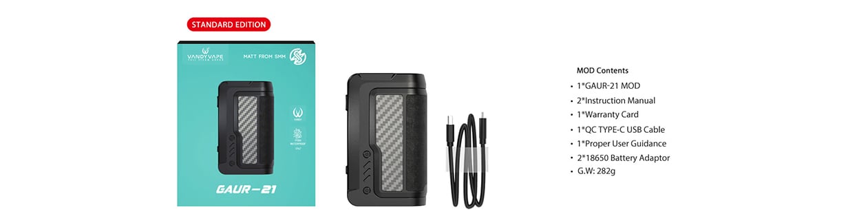 Vandy Vape GAUR-21 Dual 21700 Box Mod 200W 14