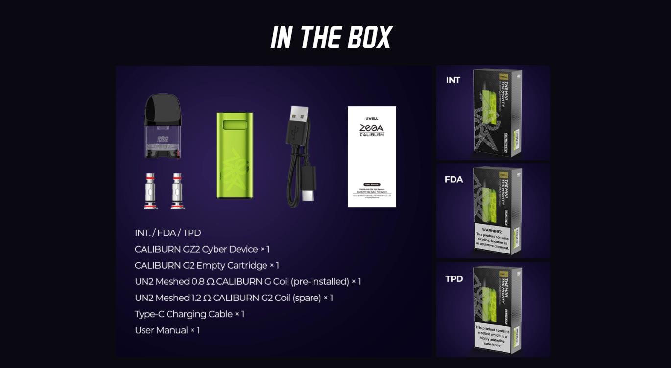 Uwell Caliburn GZ2 Cyber Pod System Kit 850mAh 2ml 12