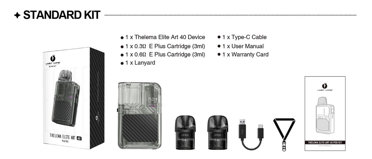 Lost Vape Thelema Elite Art 40 Pod Kit 1400mAh 3ml 13