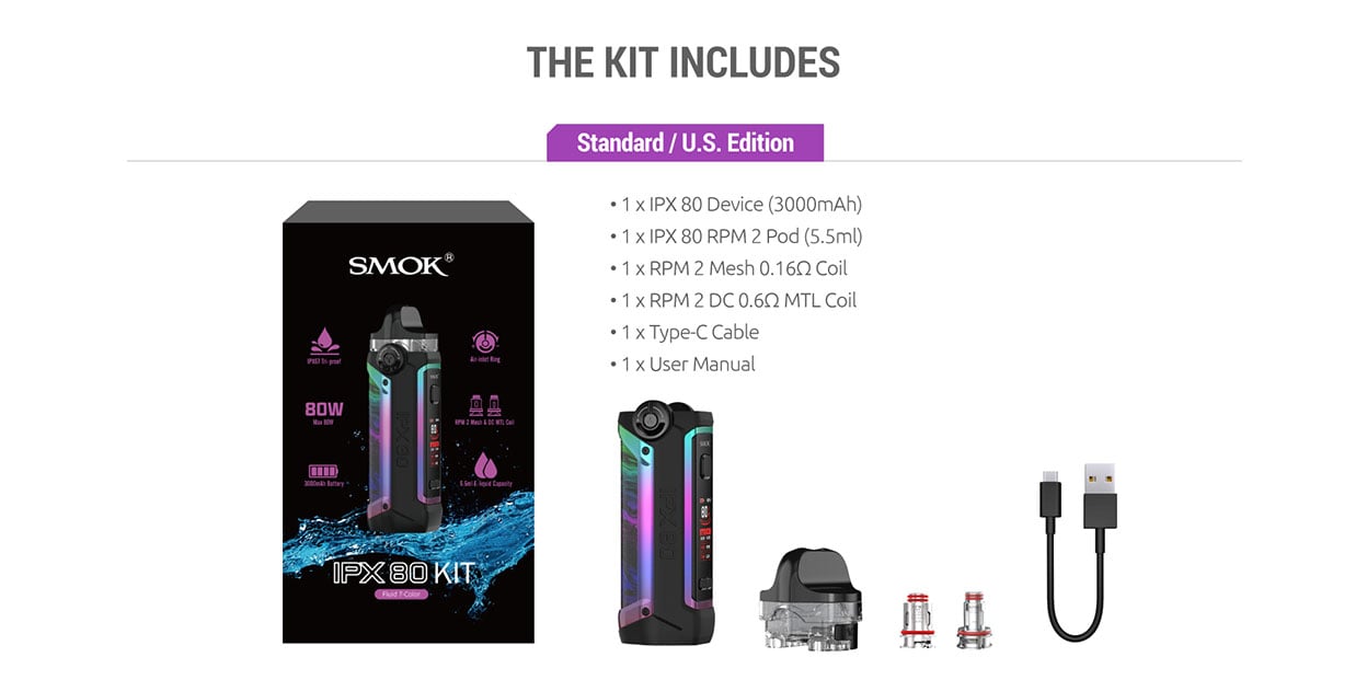 SMOK IPX80 80W Pod Mod Kit 3000mAh 5.5ml 4