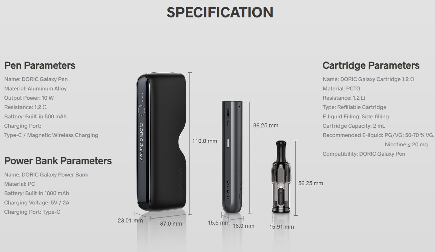 Voopoo Doric Galaxy Pod System Kit with PCC Box 500mAh+1800mAh 2ml 13