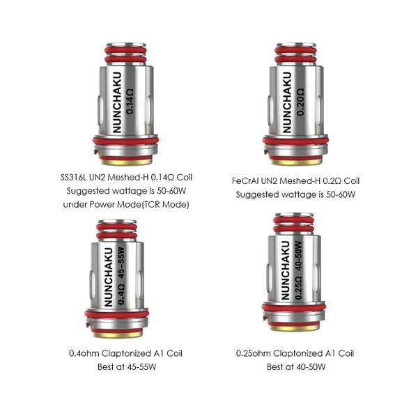 Uwell Replacement Coils (0.2ohm & 0.25ohm & 0.4ohm & 0.14ohm) for Nunchaku,Nunchaku 2 Tank Atomizer (4pcs/Pack)