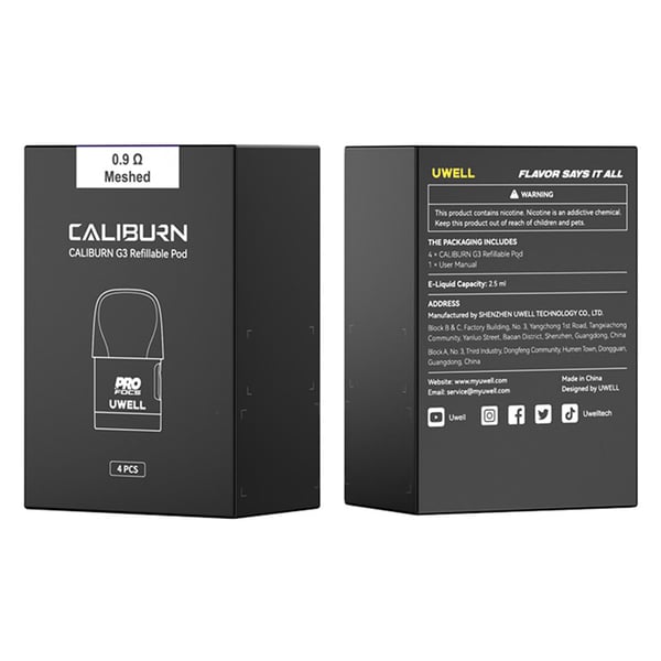 Uwell Caliburn G3 / Caliburn GK3 / Caliburn G3 ECO / Caliburn GK3 TENET / Caliburn G3 Lite Pod Cartridge 2.5ml / 3ml (4pcs/pack)