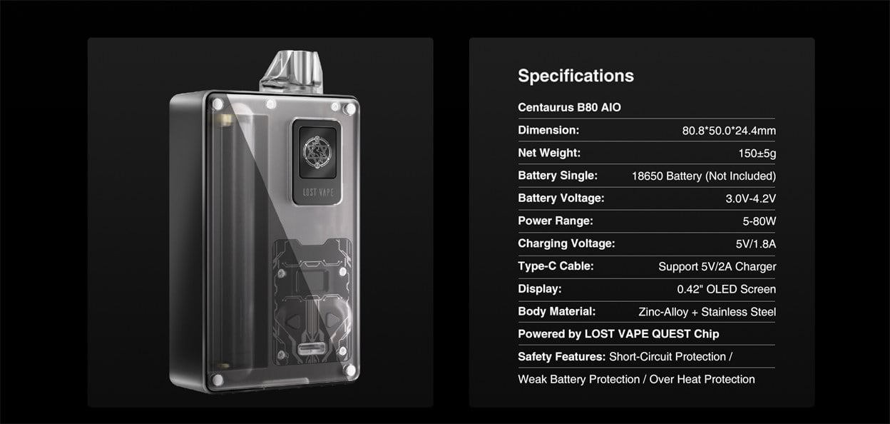 Lost Vape Centaurus B80 AIO Pod System Kit 5ml 19