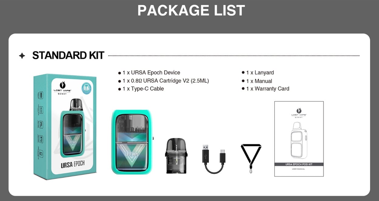 Lost Vape Epoch Pod System Kit 1000mAh 2.5ml 13