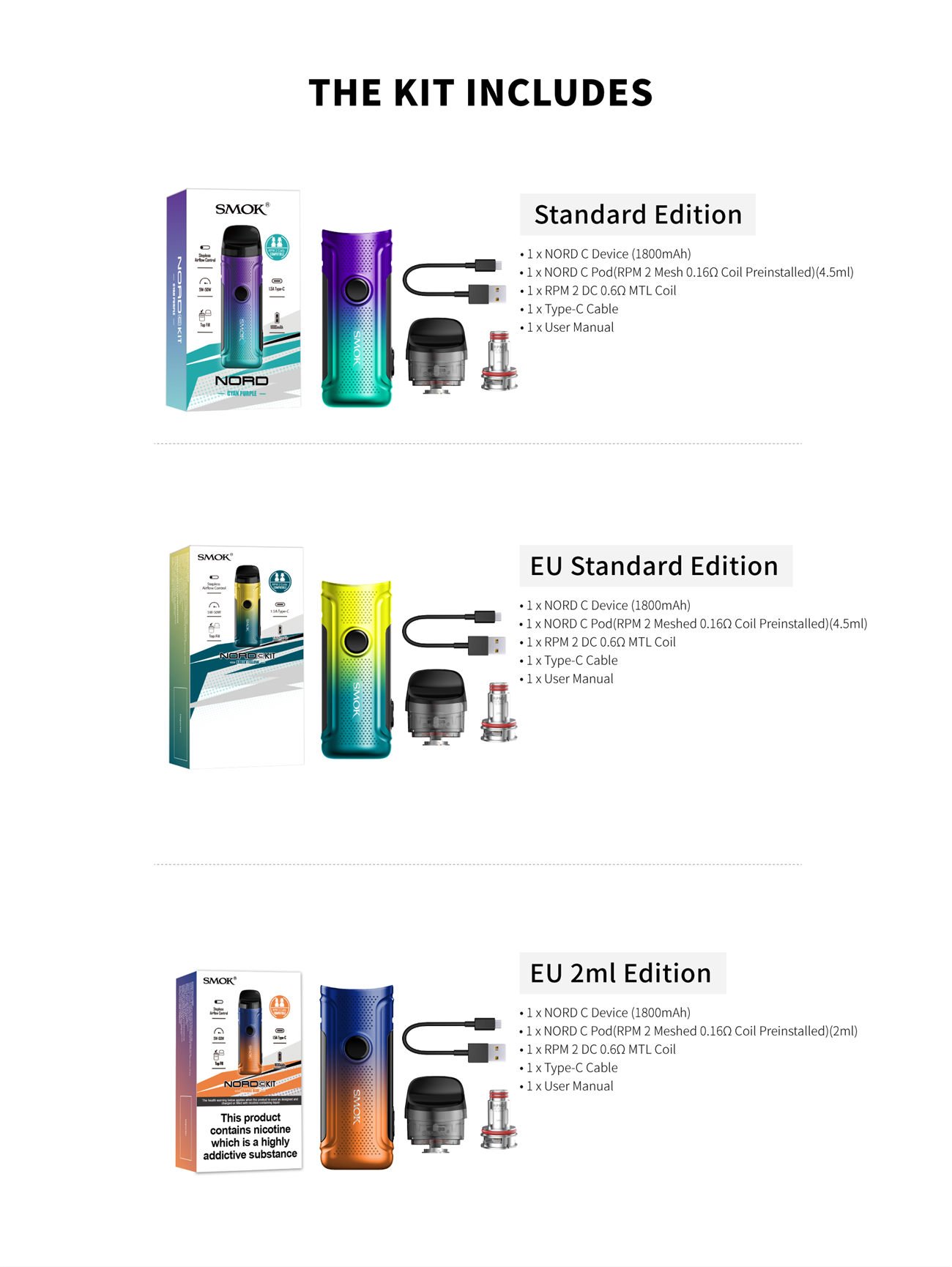 SMOK Nord C Pod System Kit 1800mAh 4.5ml 11