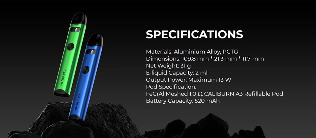 Uwell Caliburn A3 Pod System Kit 520mAh 2ml, Auto Power Off if no Operation for 8 Minutes 13