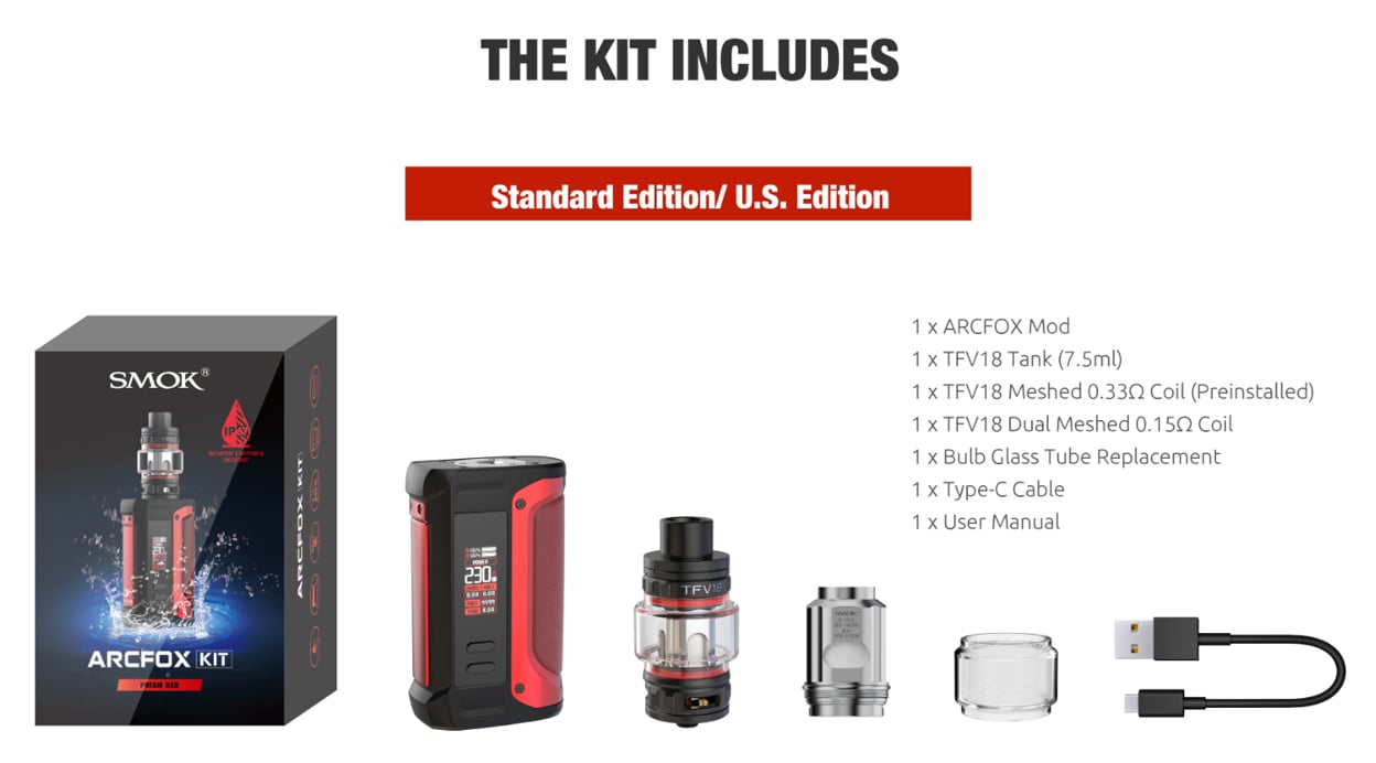 SMOK Arcfox 230W Mod Kit with TFV 18 Tank 7.5ml 3