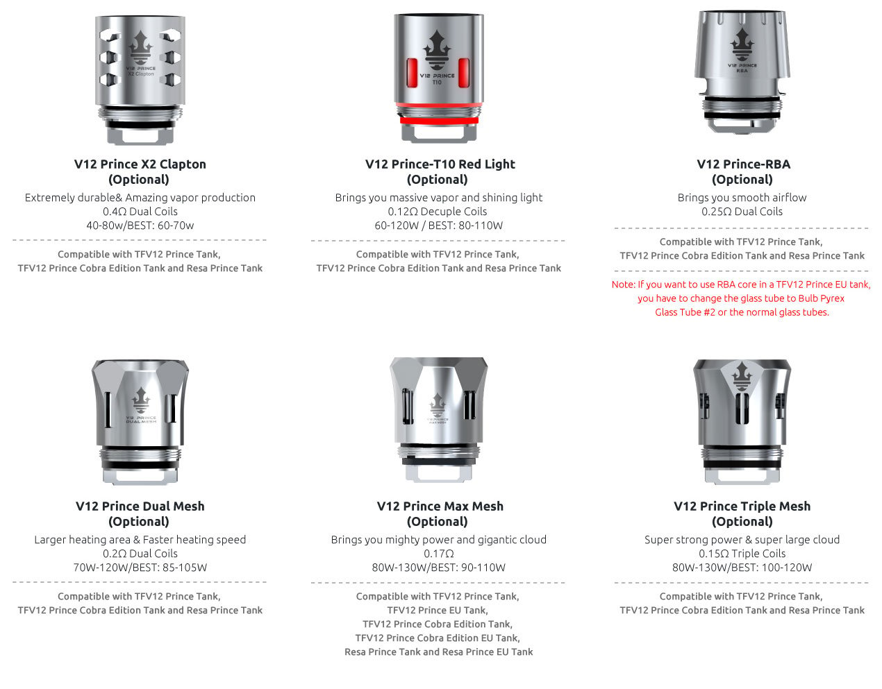 Smok V12 Prince Coil for X-priv kit, TFV12 Prince Tank, Stick Prince Kit(3pcs/pack) 2