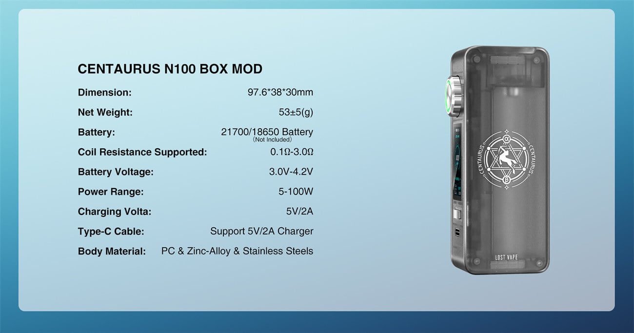 Lost Vape Centaurus N100 Box Mod 100W 20