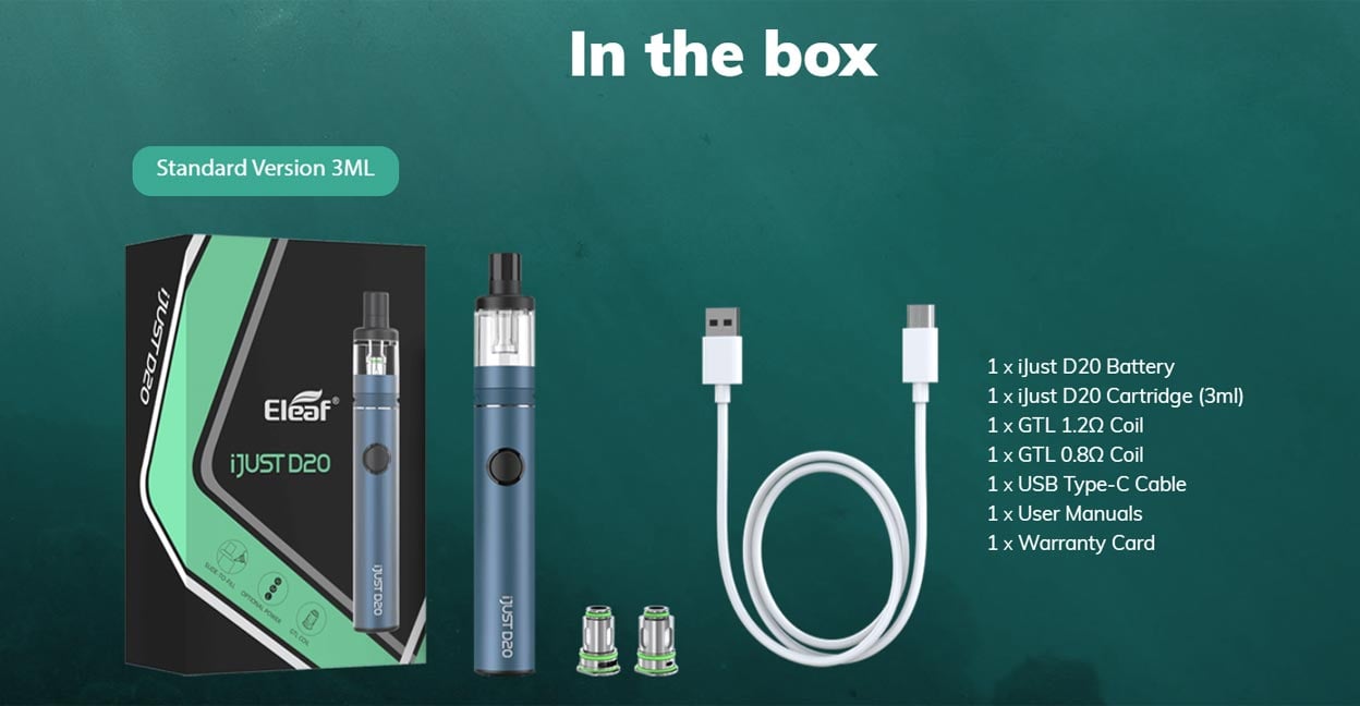 Eleaf iJust D20 Vape Pen Kit 1600mAh (Max 30W) 3ml 10