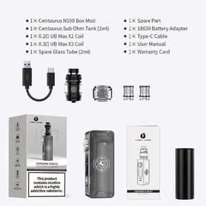 Lost Vape Centaurus N100 Mod Kit with Centaurus Sub Ohm Tank 5ml 15