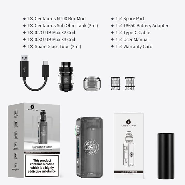 Lost Vape Centaurus N100 Mod Kit with Centaurus Sub Ohm Tank 5ml 7