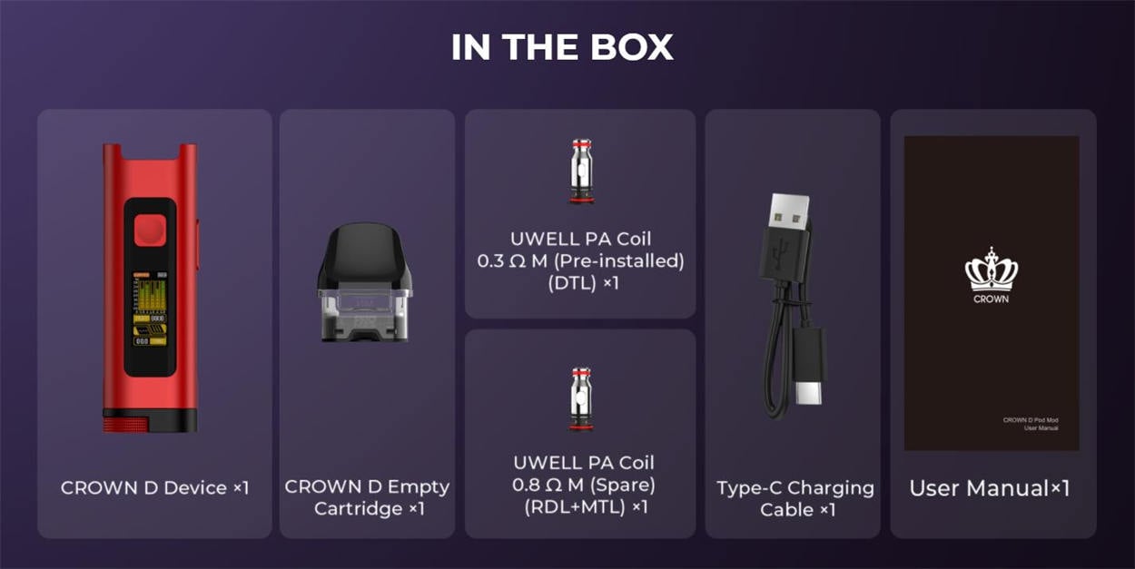 Uwell Crown D Pod Mod Kit 1100mAh 3ml 14