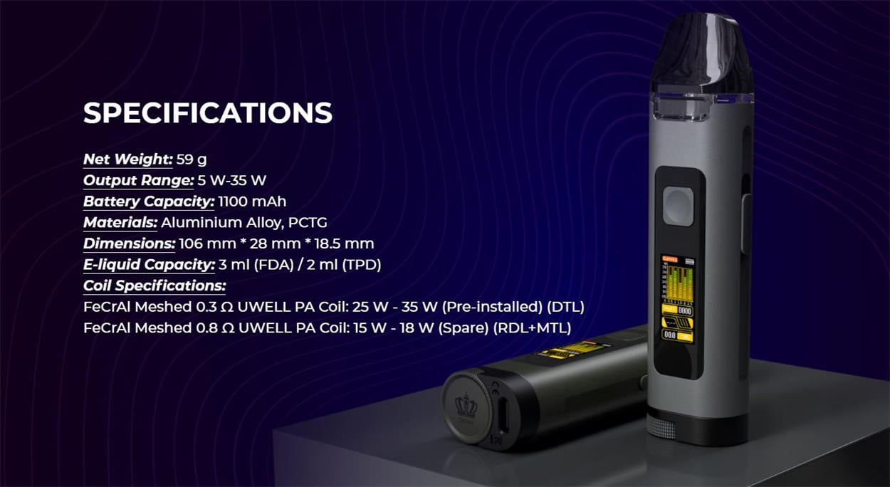 Uwell Crown D Pod Mod Kit 1100mAh 3ml 13