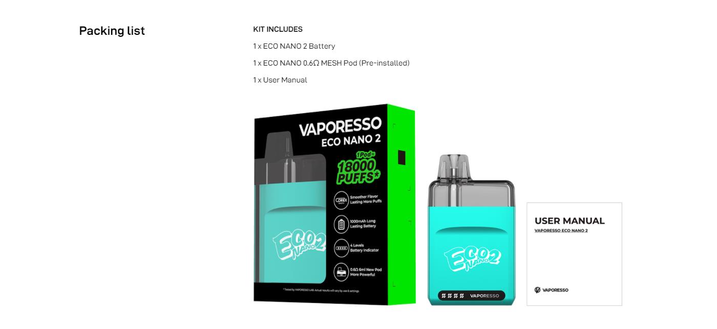 Vaporesso ECO Nano 2 Pod System Kit 1000mAh 6ml 12