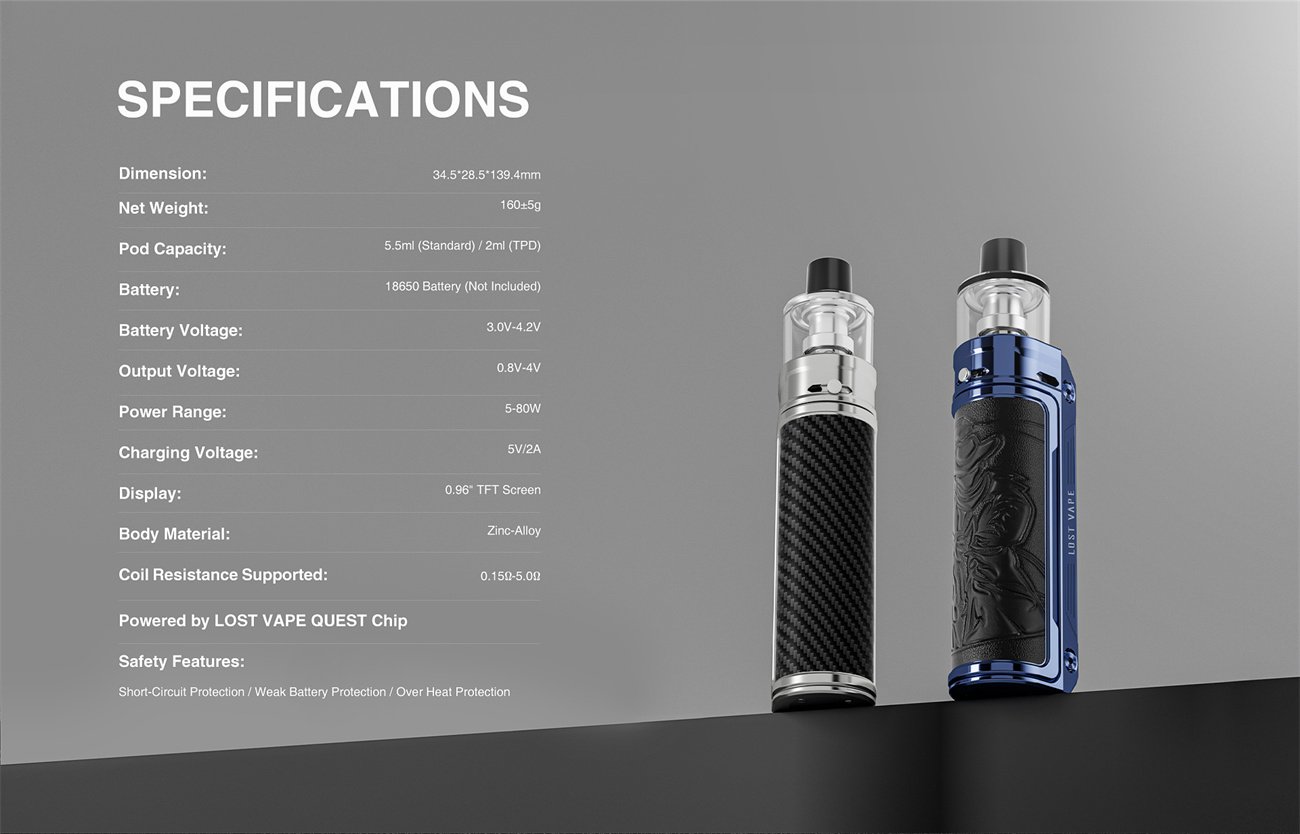 Lost Vape Thelema Urban 80W Box Mod Kit with UB Ultra Pod 5.5ml 11