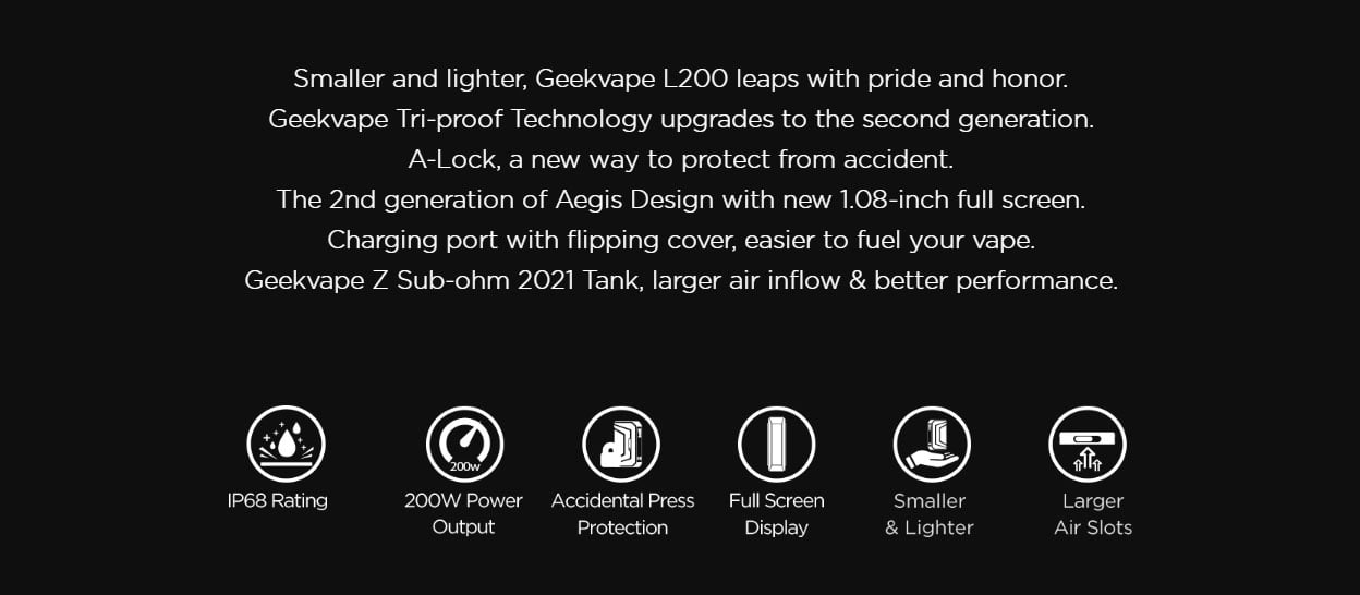 Geekvape L200 (Aegis Legend 2) Mod kit with Z Sub Ohm 2021 Tank Atomizer 5.5ml, Auto Power Off if no Operation for 10 Minutes 2