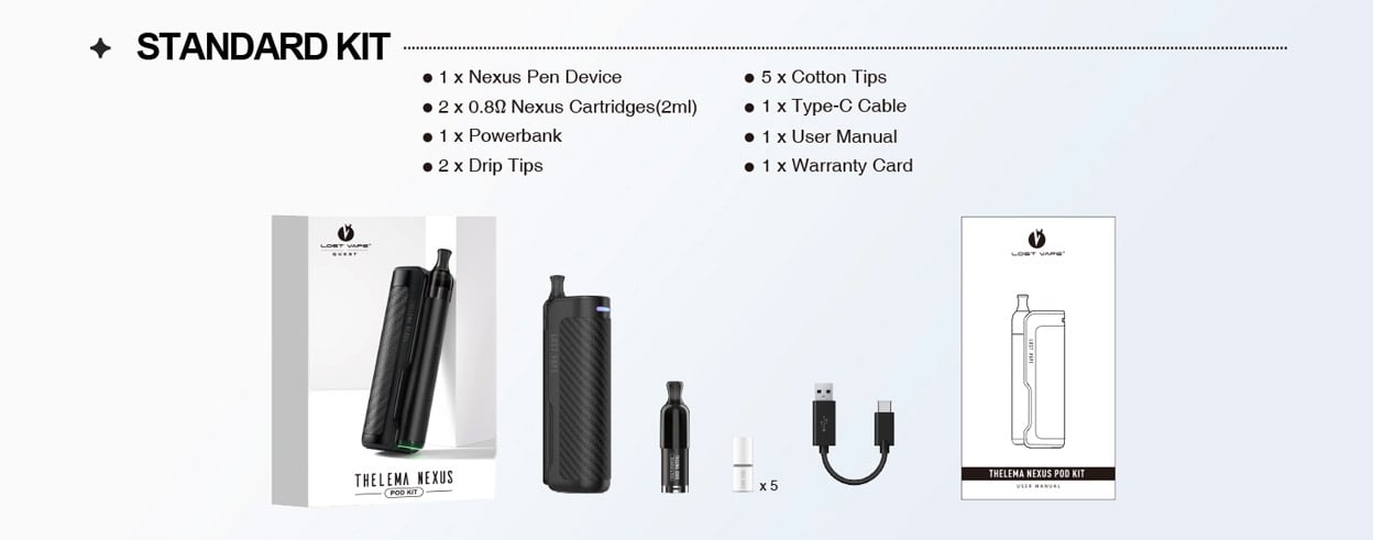 Lost Vape Thelema Nexus Pod Kit with PCC Box 400mAh+2000mAh 13