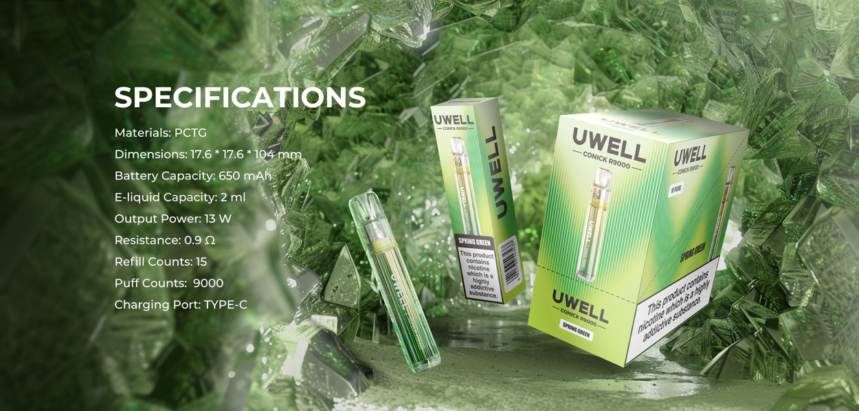 Uwell Conick R9000 Refillable Disposable Kit 650mAh 2ml 8