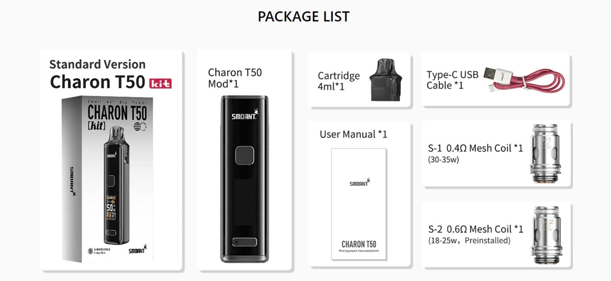 Smoant Charon T50 Pod Mod Kit 1500mAh 4ml 17