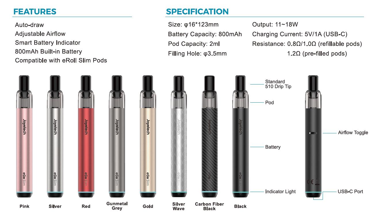 Joyetech eGo Slim Pod System Kit 800mAh 2ml 1