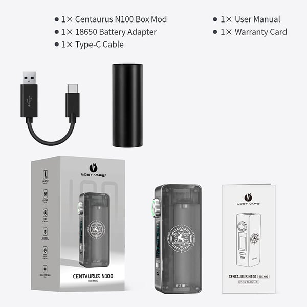 Lost Vape Centaurus N100 Mod Kit with Centaurus Sub Ohm Tank 5ml 3