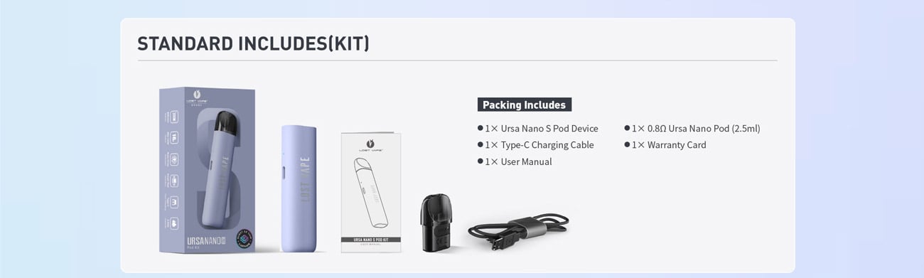 Lost Vape Ursa nano S Pod System Kit 800mAh 2.5ml 11