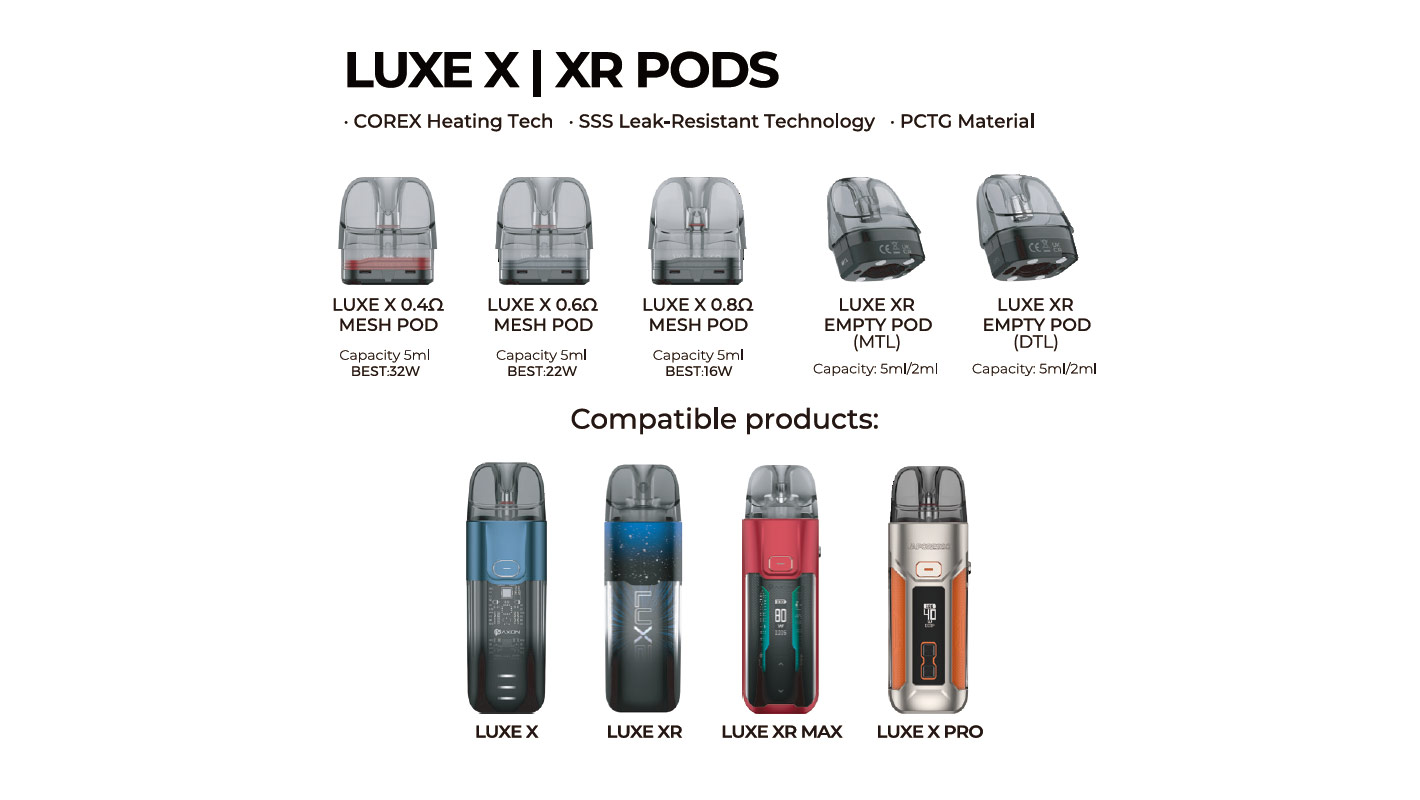 Vaporesso LUXE X / LUXE XR / LUXE XR Max / LUXE X PRO / LUXE X2 Pod Cartridge 5ml (2pcs/pack) 1