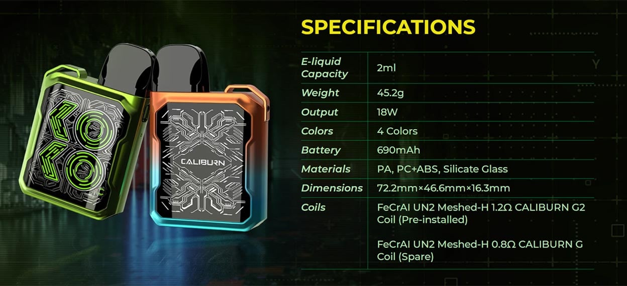 Uwell Caliburn GK2 Pod System Kit 690mAh 2ml 11